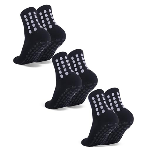 ZXOLDZX 3 Pairs Kids Grip Soccer Socks Cushioned...
