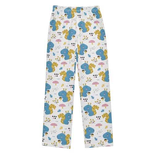 ZZXXB Squirrel Mushroom Boys Long Pants Soft Trousers Elastic Waist Kids Lounge Bottoms with Pockets S-XL