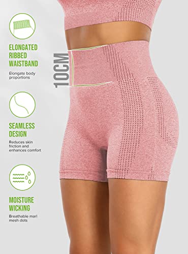 TRANXPHIT Bike Shorts Women, Womens Shorts for Summer Tight Crossfit Slip Shiny Bodybuiding Cozy Quick Dry Stretch Cortos for Track Jogging Softball Weight Lifting - Pink L