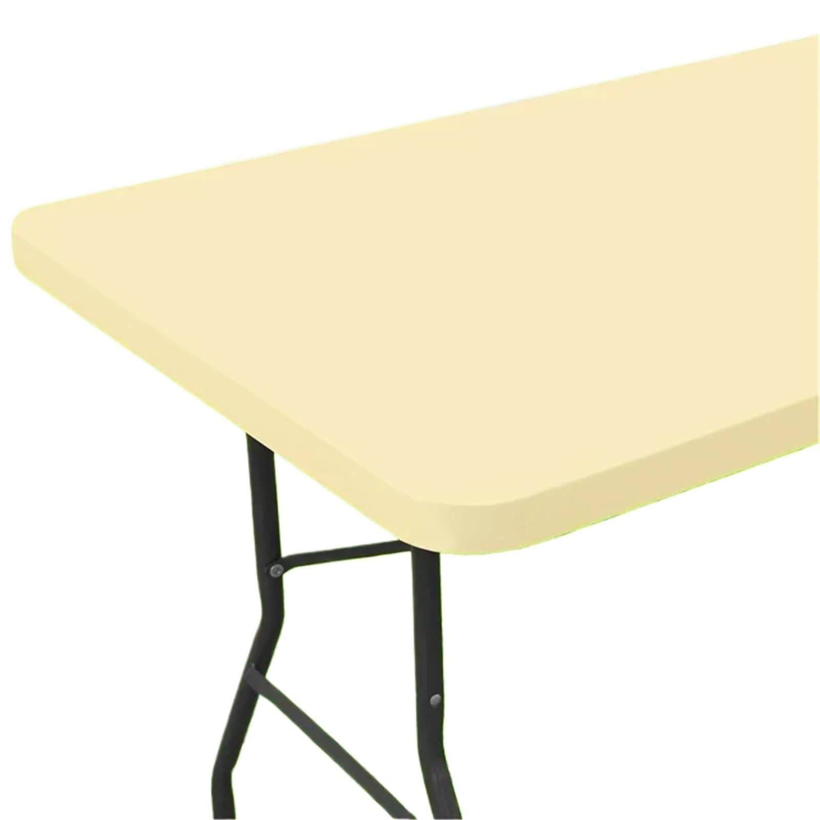 Vaeltor Waterproof Table Cover 6 Foot Rectangle Elastic Fitted Tablecloths Durable Outdoor Tablecloth(Beige)