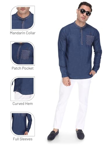 Image of Kuons Avenue Men's Cotton Solid Tailored Henley Shirt