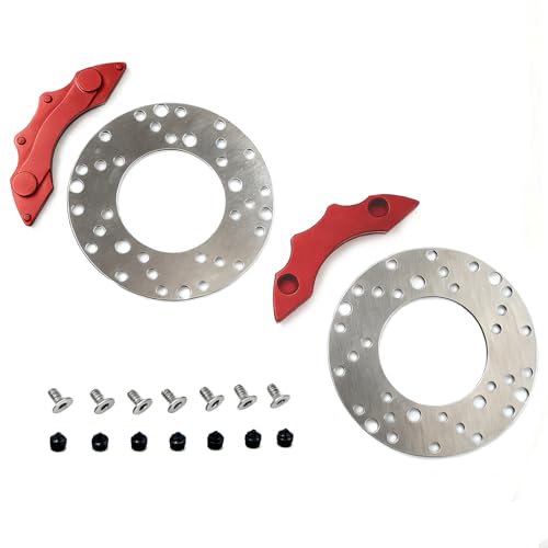 RC Brake Disc Weights with Calipers, Metal Brake Rotor Kit for 1/10 Crawlers, Stainless Steel Scale Parts (2-Pack)