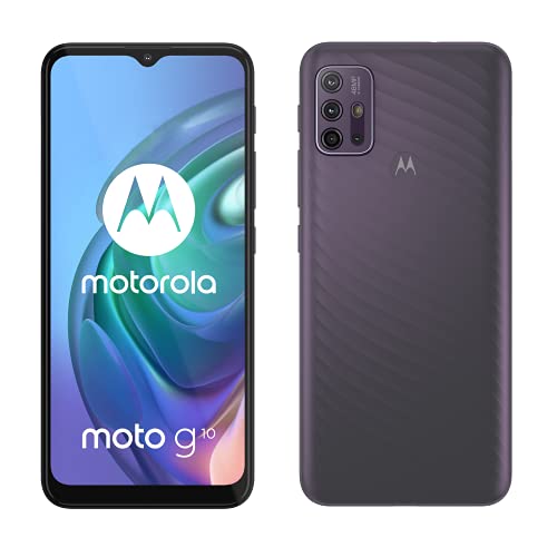 Motorola moto g10 (6,5'-Display, 48-MP-Kamera, 4/64 GB, 5000-mAh, Dual-SIM, Android 11) Aurora Grey, inkl. Schutzcover + KFZ-Adapter [Exklusiv bei Amazon]