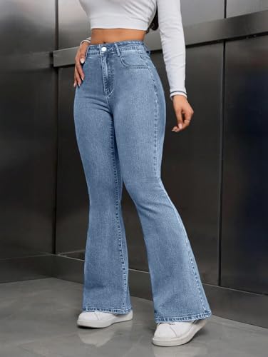 Image of Tagas High Waist Bootcut Fit Denim Jeans for Women | Stretchable Slim Fit Flared Jeans|Relaxed Fit Pant|Jeans for Womens|