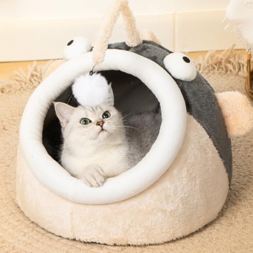 猫 ベッド 暖かい ペットハウス 冬用 ペットベッド 小型犬向け 猫 ハウス 洗える 犬ベッド 可愛い 犬ハウス 防寒対策 室内 滑り止め 可愛い ぐっすり眠る クッション付き 猫犬用 快適 Cグレー