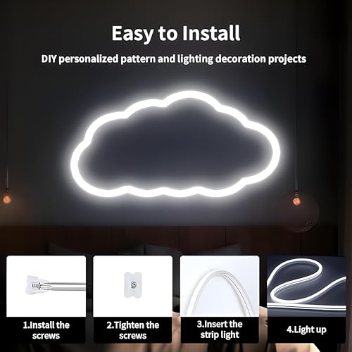 Image of 16.4 Feet LED Neon Strip Light | 12V Adapter, Waterproof IP65, Silicone Flexible Rope Light for Home Wall Decor & Gaming Room| Led Strip Lights | Neon Lights 5 Meter | (White)