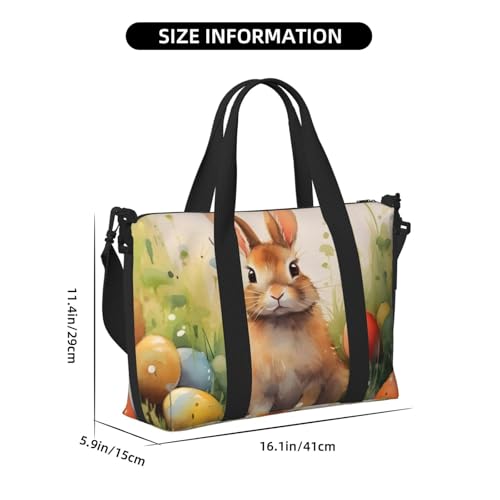 Travel Duffle Bag Easter Rabbit Eggs Weekender Overnight Bags Luggage Bag for Women Men Waterproof Sports Gym Bag Hand Bag with Shoulder Strap4