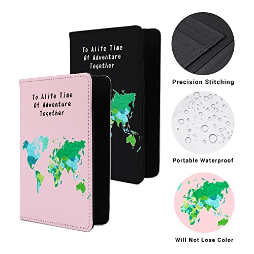 Passport Book Holder,Passport Wallet for Men Mr and Mrs Passport Holder for Women Passport Cover World Map Passport Case for Couples Christmas Traveling Passport Book Protector 2PCS4