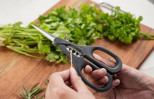Image of Zyliss Herb Snippers with Integrated Stem Stripper - Precision Blade Kitchen Scissors for Fresh Herbs, Parsley, Cilantro & Chives - Ergonomic Wheat Straw Handle, Left /Right-Handed, Dishwasher Safe