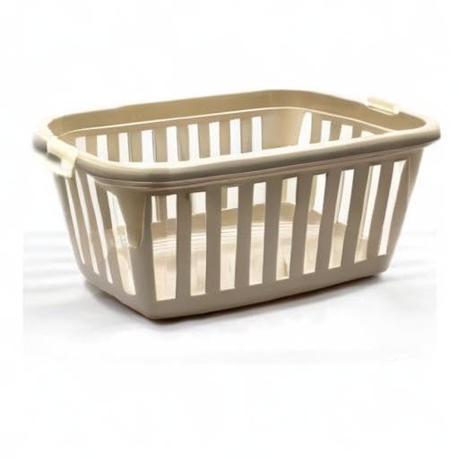 CABLEPELADO Cesta Ropa Rectangular plástico, cesto lavandería, Canasta Colada, Cesta para la Colada de plástico, 57 cm largo x 38 cm ancho x 25 cm alto, Plástico, Con asas, Beige