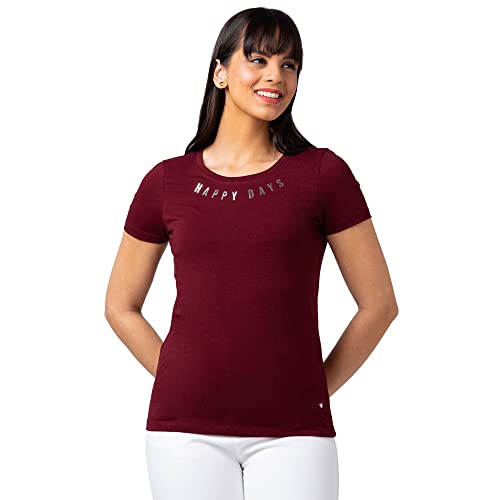 Image of Spykar Printed Blended Round Neck Women's Regular Fit Top