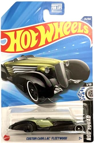 Hot Wheels Custom Cadillac Fleetwood 1:64 Verde y Negro miniatura 1
