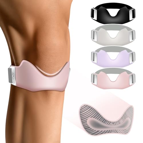 YICYC Silicone Patellar Tendon Support Strap 2 Pack, Adjustable Non-Slip Patella Band Stabilizer Knee Brace for Running, Hiking, Jumpers Knee, Tendonitis, Basketball, Volleyball, Squats