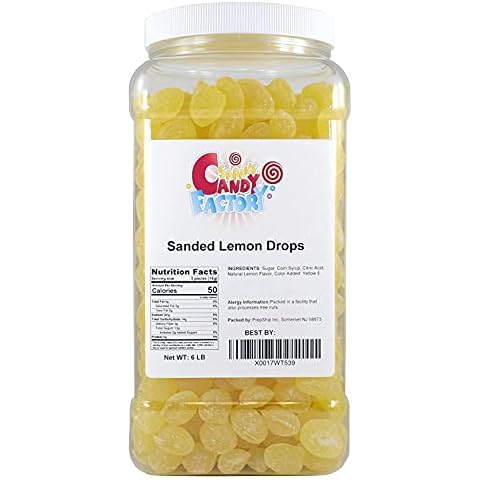 Sarah's Candy Factory Sanded Lemon Drops Old Fashioned Hard Candy (Gluten Free) in Jar, 6 Lbs Cover