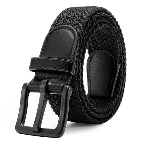 JASGOOD Elastic Braided Belt Men Stretch Golf Woven Casual Jeans Pants Canvas Fabric Tsa Approved Metal Free Belt