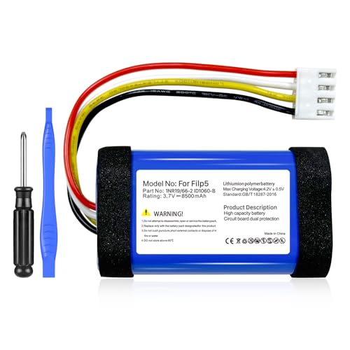 OHZHAO 8500mAh Replacement Battery for JBL Flip 5, Part No: 1INR19/66-2 ID1060-B, 2025 Upgrade High Capacity 3.7V Battery for Flip 5 Bluetooth Speaker