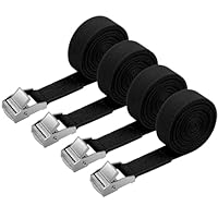 URAQT Spanngurt Befestigungsgurt, 4 x 150kg 2 Meters Ratschenspanngurt Breite 20mm Zurrgurt, Verstellbare Befestigungsriemen mit Klemmschloss für Transport, Fracht, Gepäck, Camping （Schwarz）