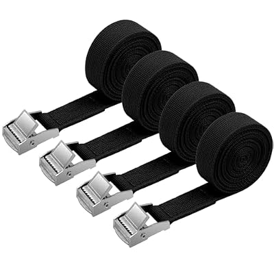 URAQT 4 Pcs 180kg Cinchas Correa de Amarre Rapido Hebilla, para Baca Coche, Portabicicletas, Surf, Bici, Kayak, Moto Resistente, 2M Negro