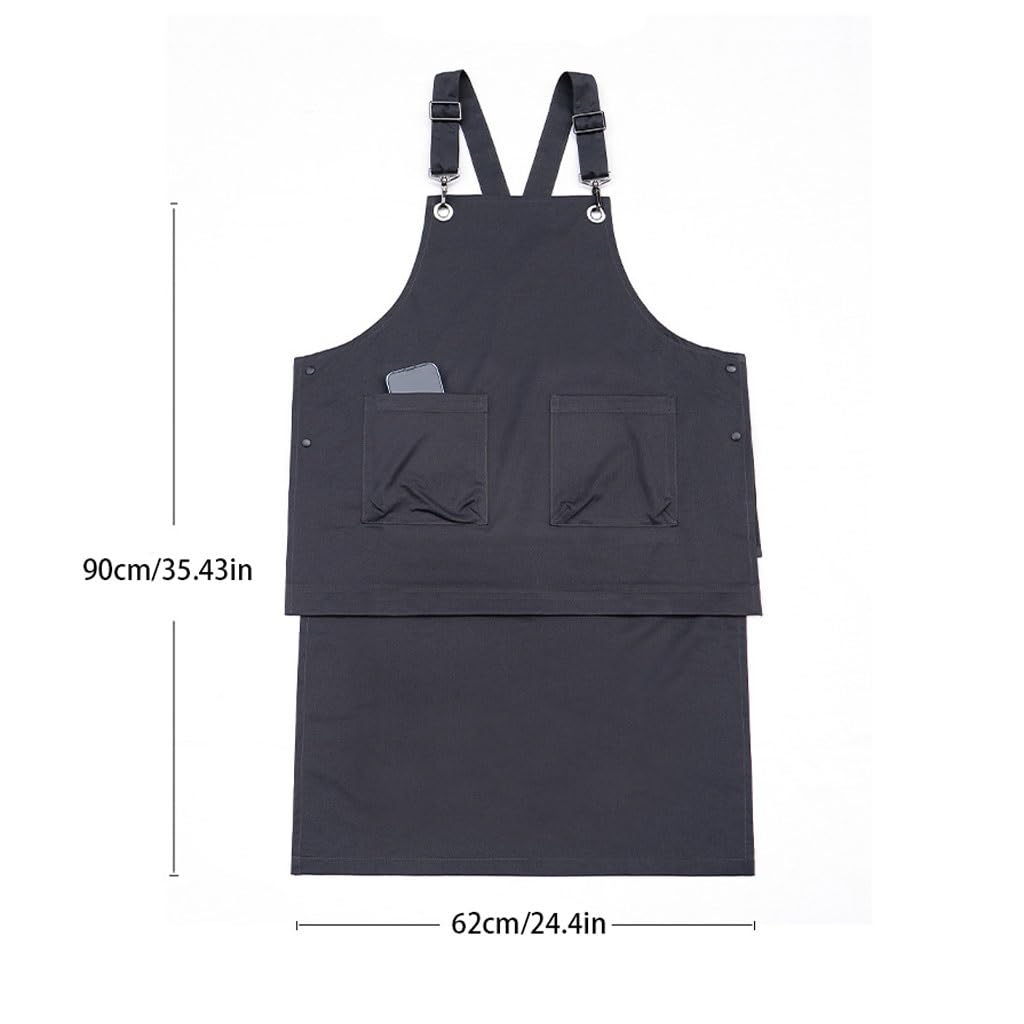 NEBE Delantal de camarero Delantal de trabajo for catering, tienda de té con leche, floristería, permanente y teñido de café, ropa de trabajo de camarero masculino Delantales Delantal