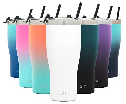 Product Image of the Simple Modern Tumbler with Clear Flip Lid and Straw | Reusable Insulated Water Bottle Stainless Steel Travel Mug | Slim Cruiser Collection | 32oz, Winter White