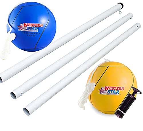 2 Pack Tetherball Pole Set Ball and Rope for Kids│Backyard and Outdoor Gift - Premium Line (Yellow and Blue)