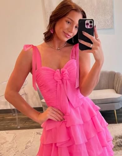 MYDRESS Tiered Prom Dresses 2025 with Slit Pleated Spaghetti Straps Long Chiffon Cocktail Dresses for Women - Image 5