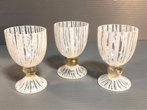 ヴェネチアンガラス 玉脚レース 金彩グラス坏 3客セット︎Muranoのサムネイル
