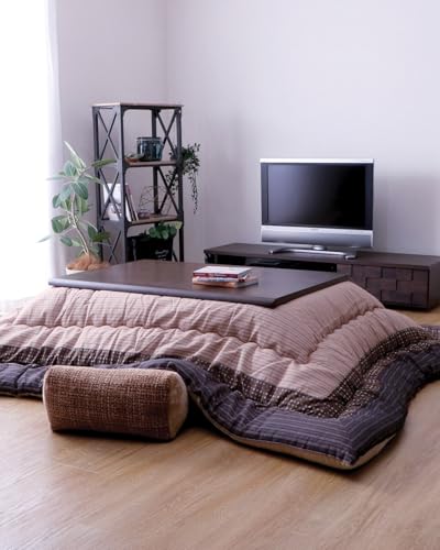 FULI Japanese Kotatsu Blanket, Warm Quilted Kotatsu Futon Comforter, 100% Cotton Top, Made in Japan, 81x96 in / 205x245 cm Rectangle (Brown)