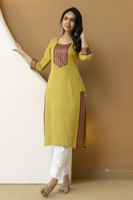 Image of New Rayon Floral Printed Knee Length Straight Casual Kurta for Women | Women Fomal Kurti