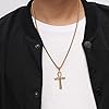 HZMAN Men's Stainless Steel Coptic Ankh Cross Necklace Retro Religious Egyptian Cross Pendant Necklace Jewelry Gift (Gold) #2