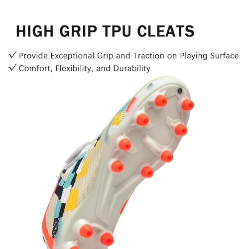 Kids Boys Girls Soccer Cleats Firm Ground - Youth Football Cleats Non-Slip Sole, Lightweight Laceless MG Training Soccer Shoes3