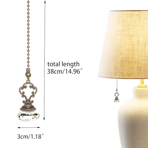 Image of 1Pcs Crystal Ceiling Fan Pull Chains Ornament Colorful Diamond Pendant Switch with 12 Inches Line Bead for Ceiling Light Desk Lamp
