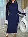 Uni Clau Womens Sexy Lace Dresses Long Sleeve See Through Bodycon Midi Dress 2 Piece Dress Set Birthday Date Night Outfit Navy Blue