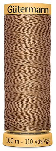 Hilo de algodón natural Gütermann 110yd, marrón oscuro miniatura 1