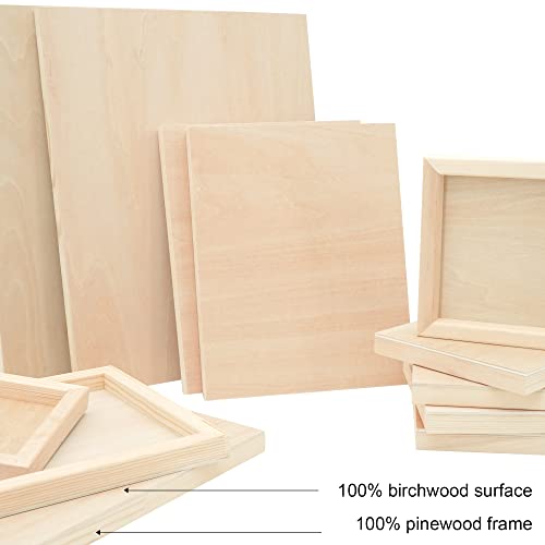 Phoenix 9"X12" Unfinished Birch Wood Panel Boards For Painting - 5 Pack Professional 3/4" Wooden Cradled Panels For Mixed-Media Painting, Craft, Wood Burning & Pouring Art #TOP3
