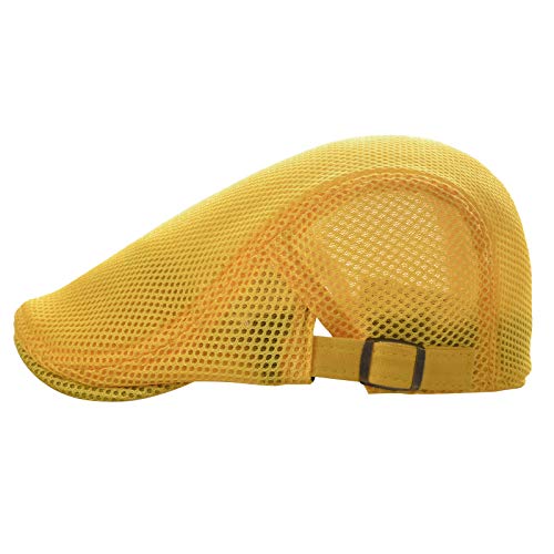 Image of VOBOOM Men Breathable Mesh Summer Hat Adjustable Newsboy Beret Ivy Cabbie Flat Cap