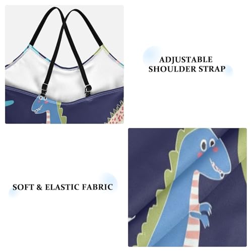 Girl Bathing Suits Beach Swimsuit 3-10 Y with Adjustable Shoulder Strap, Cute Colorful Dinosaurs Rex3