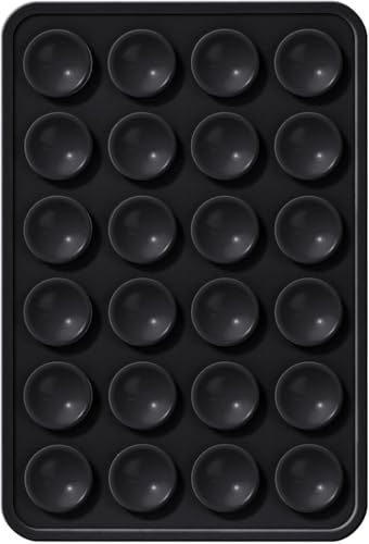 Image of Suction Phone Case, Phone Suction Sticker, Silicone Suction Phone Case for Hands-Free Mobile Accessory Holder Grip, Video Phone Accessory Compatible Mirror, Shower-Black (Pack of-1)
