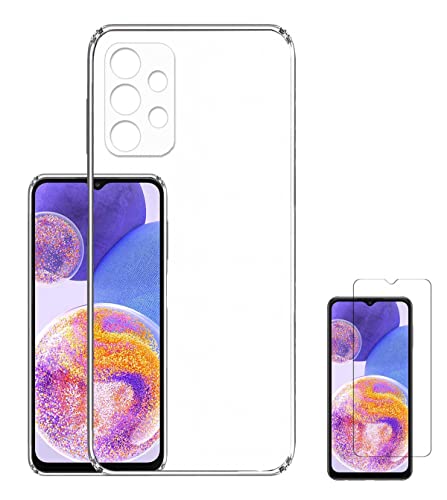 Image of Transparent Soft Silicone TPU Flexible Back Cover Compatible with Samsung Galaxy A23 + Screen Guard