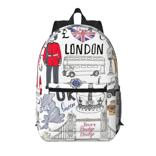 Sac à dos de voyage I Love London noir 43 cm avec poche et motif imprimé