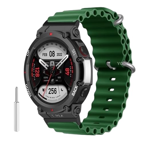 Image of YODI Strap Band Compatible with Amazfit T-Rex 2 Smartwatch Only Soft Silicone | Nylon | Chain | Leather Watch Straps with Installation Adjuster Tool For Amazfit TRex 2