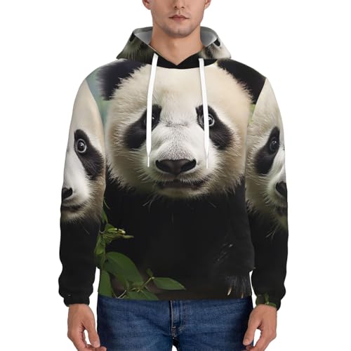 Men's Fleece Pullover Hoodie Long Sleeve Hooded cute bear Sweatshirt Casual Shirts With Pockets Large Black2