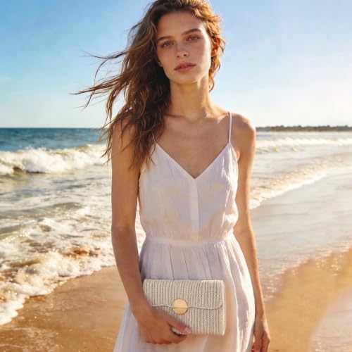 Image of RNIEGA Straw Clutch Purses for Women Beach Summer Envelope Evening Bag