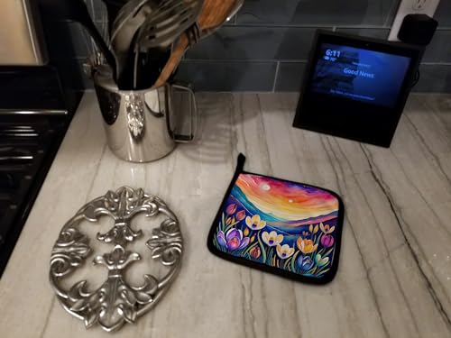 Image of Caroline's Treasures Colorful Crocus Pair of Pot Holders Kitchen Heat Resistant Pot Holders Sets Oven Hot Pads for Cooking Baking BBQ, 7 1 /2 x 7 1 /2