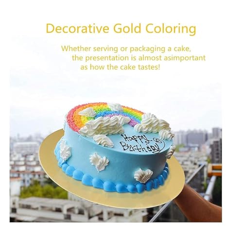Image of Adaamya� Cake Board /Cake Base /Cake Mold /Cake Tray for Restaurants, Bakery, Home - Round Gold Color (10, 8 inch)