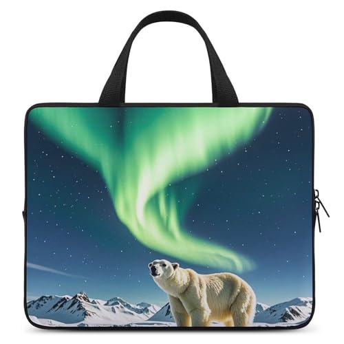 Housse ordinateur portable 10" anti-rayures étui rembourré Northern Lights ours polaire