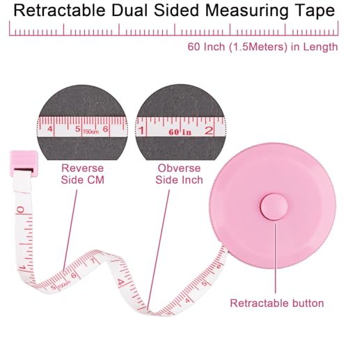 2 Cintas Métricas Retráctiles de 60 Pulgadas Color Rosa miniatura 3