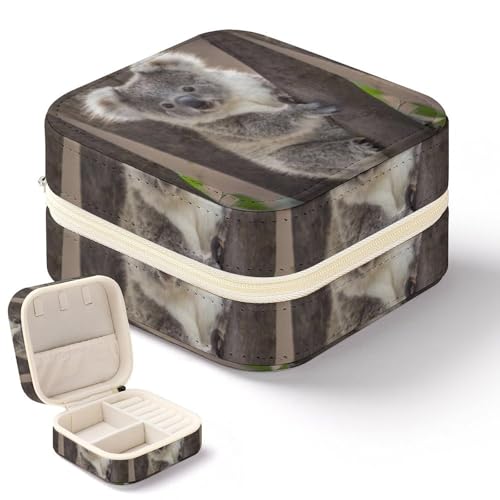 Funny Koala Small Jewelry Box,Portable Travel Jewelry Case, for Women And Girls Earring Rings Necklace Bracelets Accessories