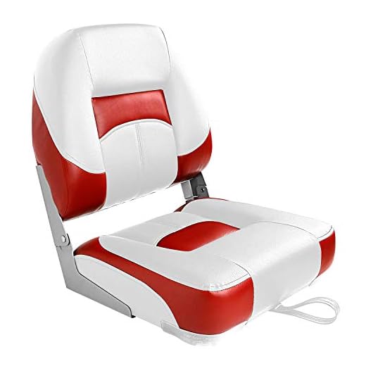 Leader Accessories New Low Back Folding Boat Seat (E-White/Red)