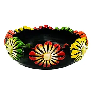 SHOPMEFAST Terracotta Floral Bowl, Handmade Earthenware Clay Terracotta Uruli Decorative Bowl, Urli, Flower Potpourri Pot (Size : 10.5 Inches.) (Multicolor)